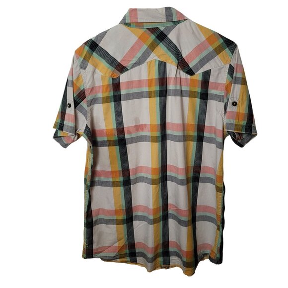 Oakley Mens Multicolor Plaid Short Sleeve Button-Up Shirt With Front Pockets - Picture 6 of 12